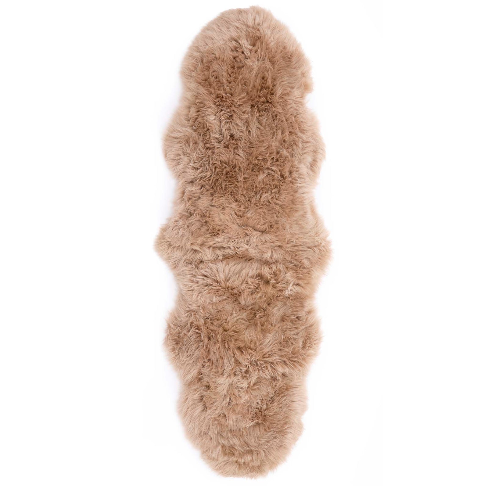 Double Sheepskin Mink Brown Wool Rug made from long-haired wool. 