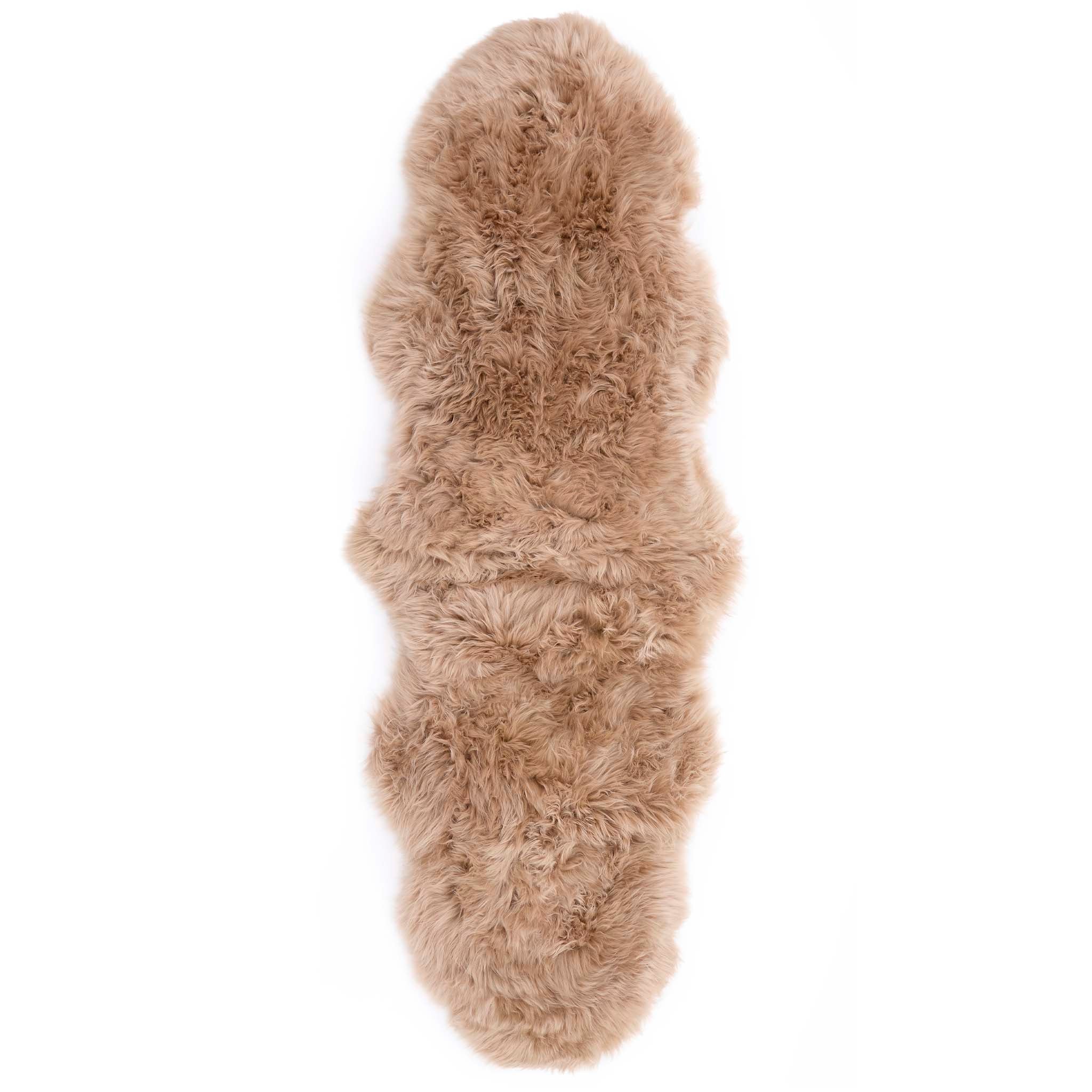 Double Sheepskin Mink Brown Wool Rug made from long-haired wool. 