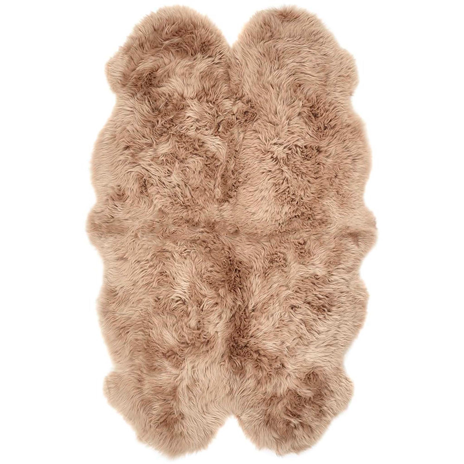 Quad Sheepskin Wool Mink Brown Wool Rug made from long-haired wool. 