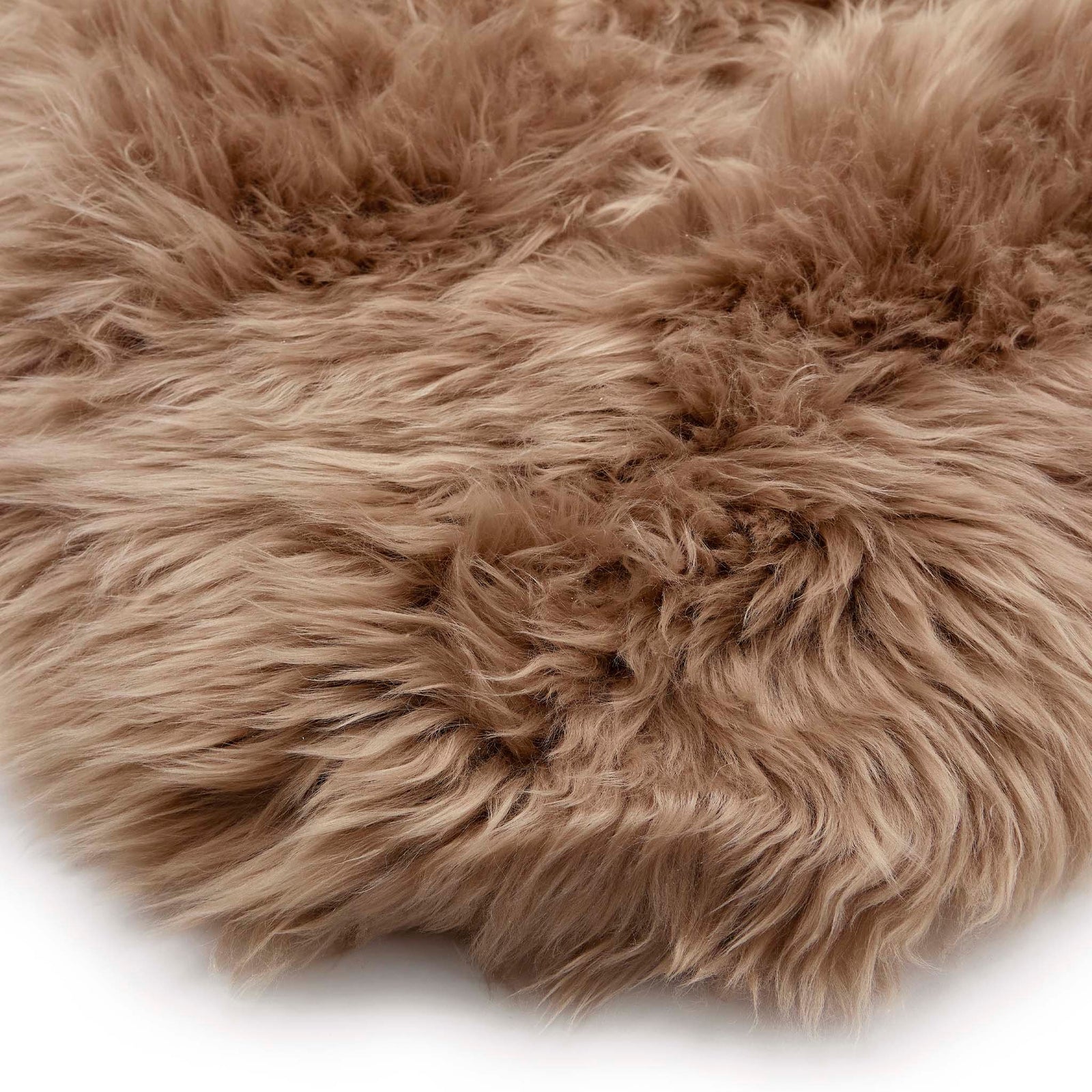 Single Sheepskin Wool Mink Brown Wool Rug showing the pile height.