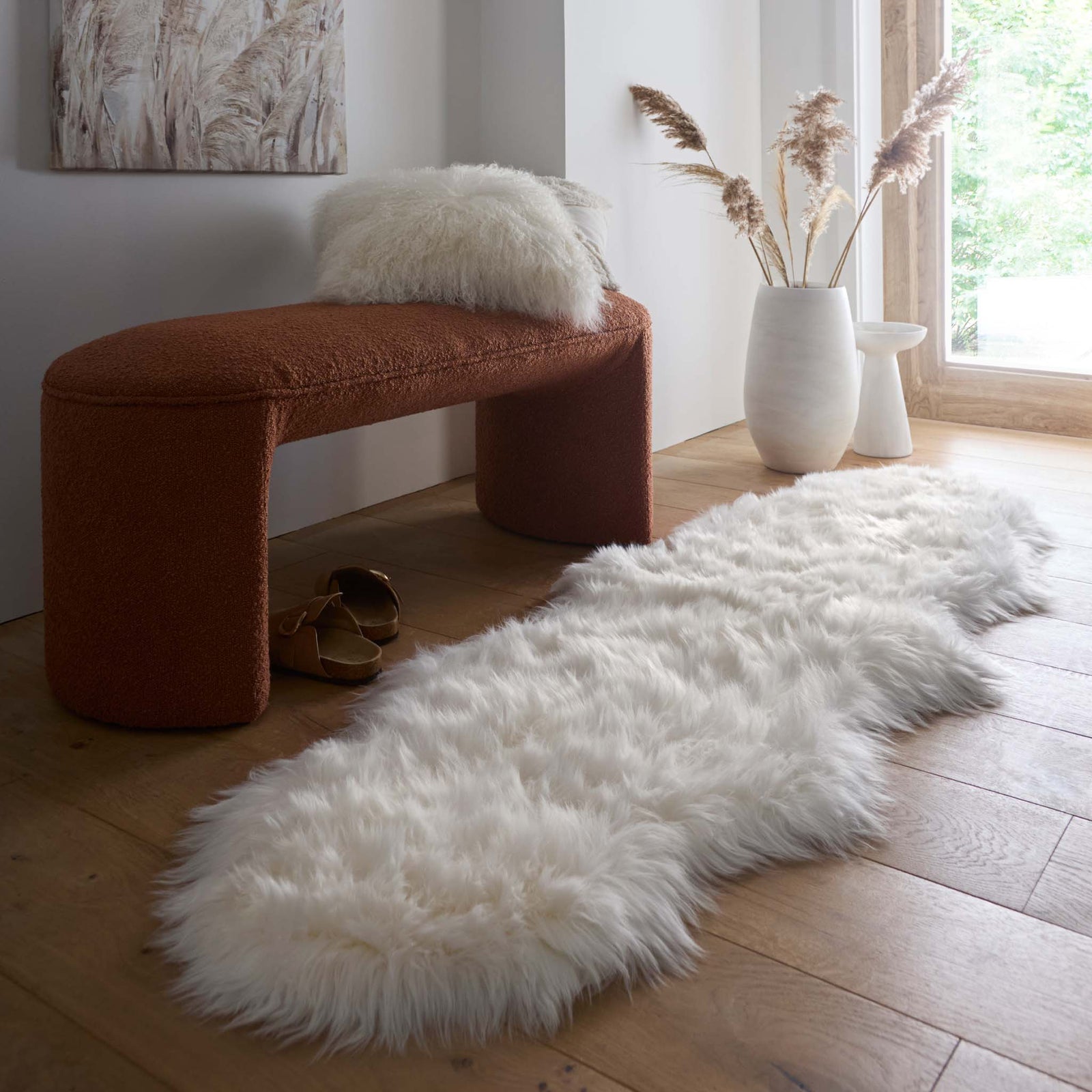 Sheepskin Natural Rug - 100% Sheepskin rug in white. 