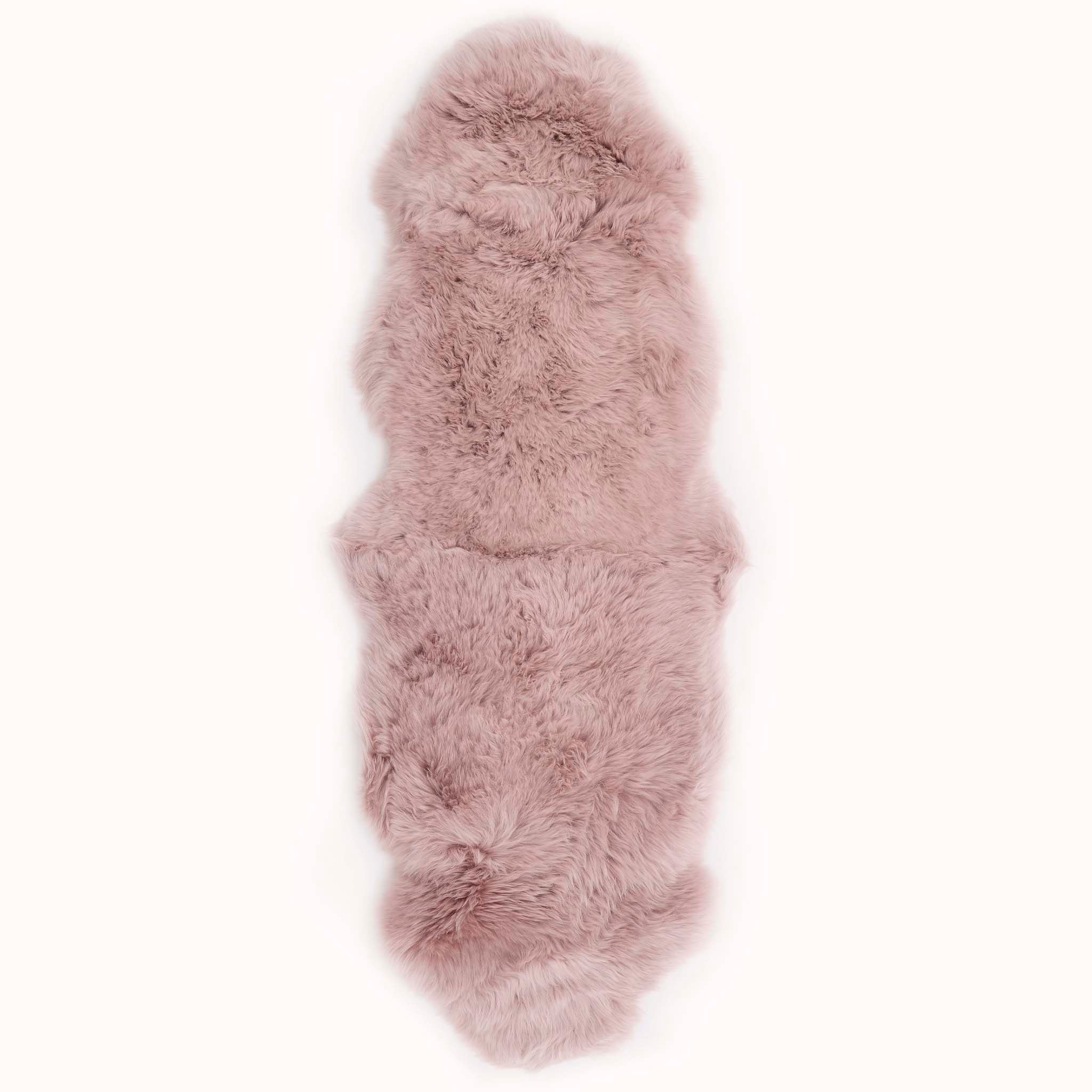 Double Sheepskin Rose Pink Rug made from natural long-haired wool.