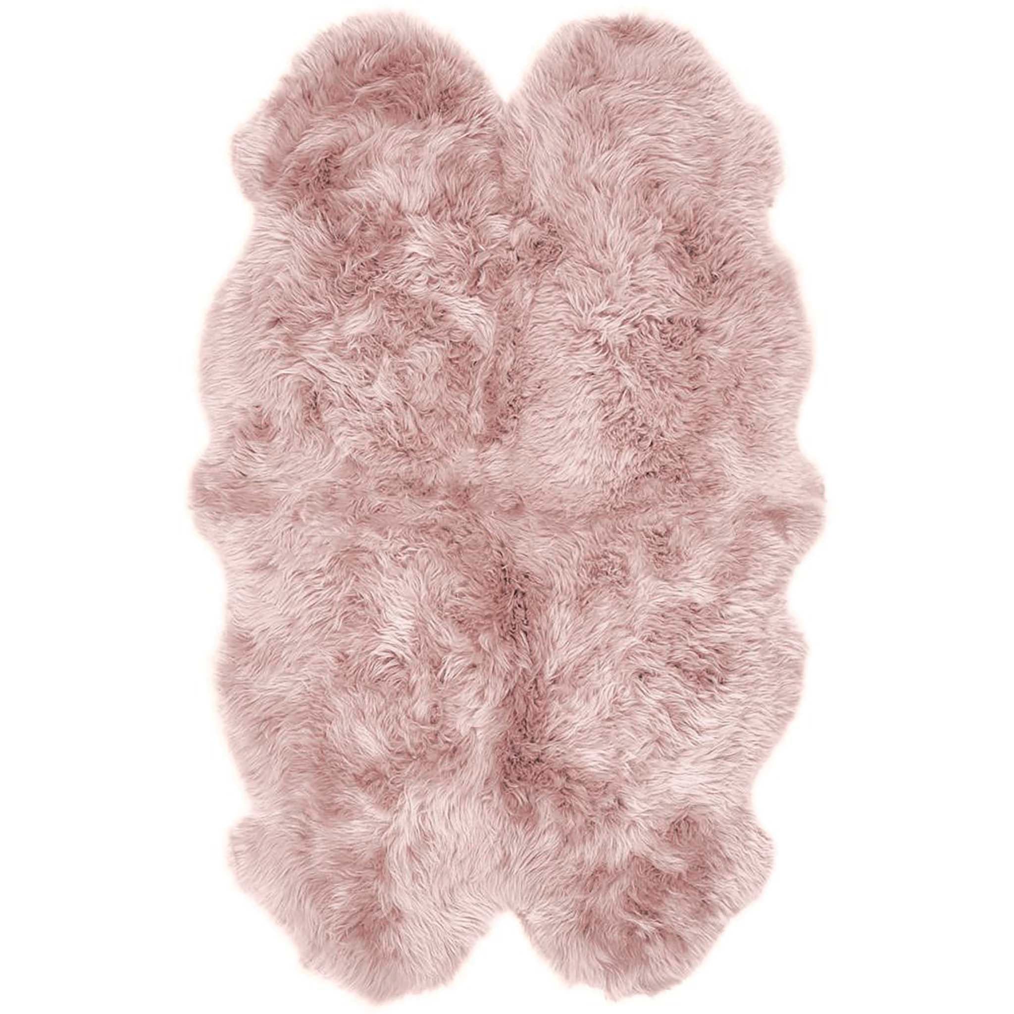 Quad Sheepskin Rose Pink Rug made from natural wool.
