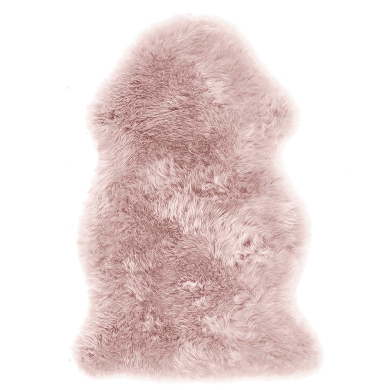 Single Sheepskin Rose Pink Wool Rug made form long-haired wool rug. 