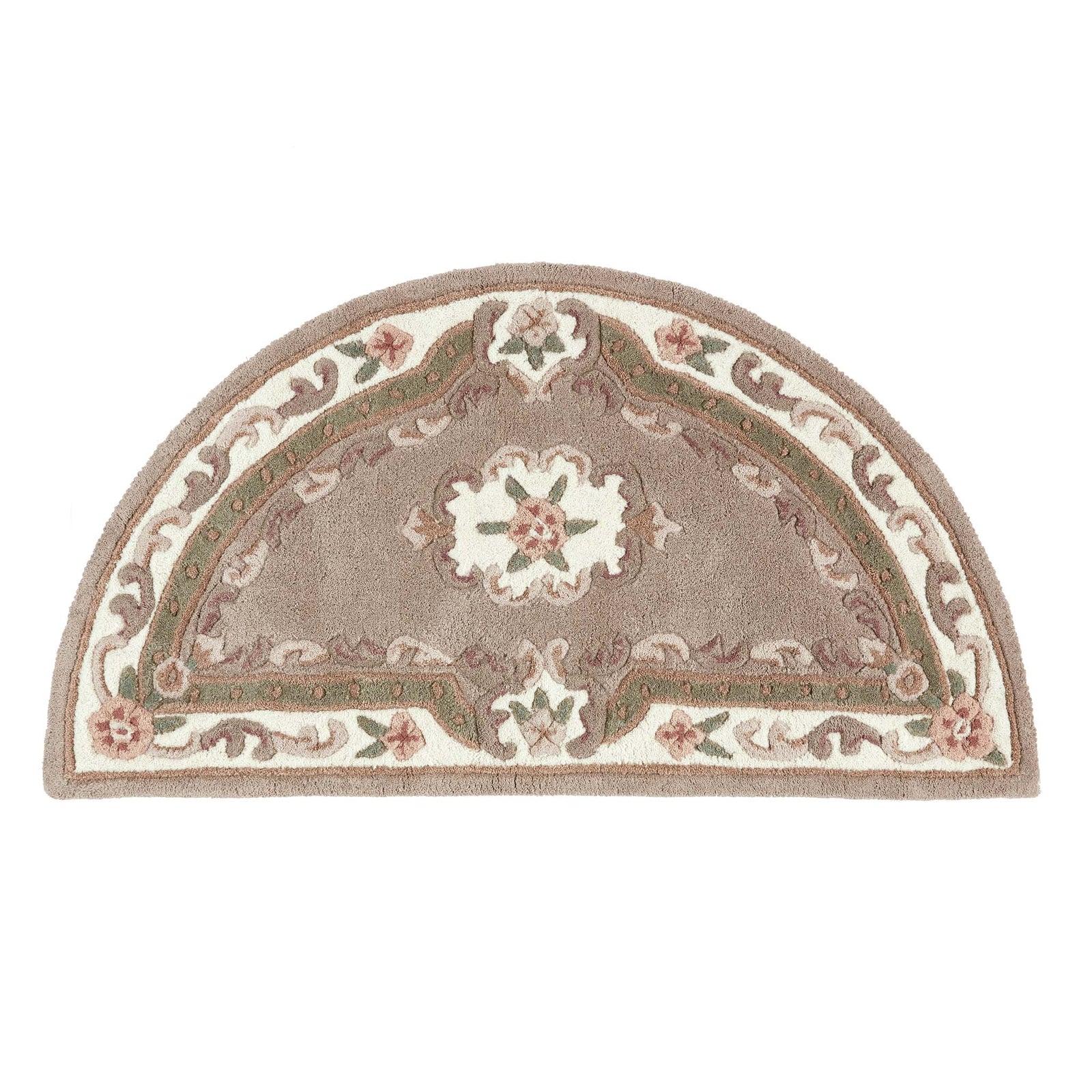 Shensi Beige Rug - a 100% wool rug featuring a traditional floral pattern.