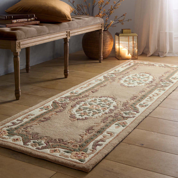 Shensi Aubusson Rug Runner in Beige