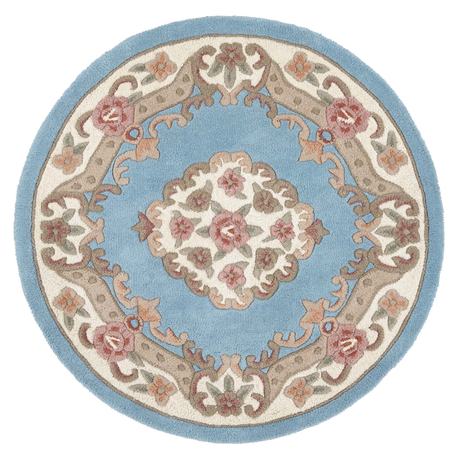 Shensi Blue Rug - a 100% wool rug featuring a traditional floral pattern.