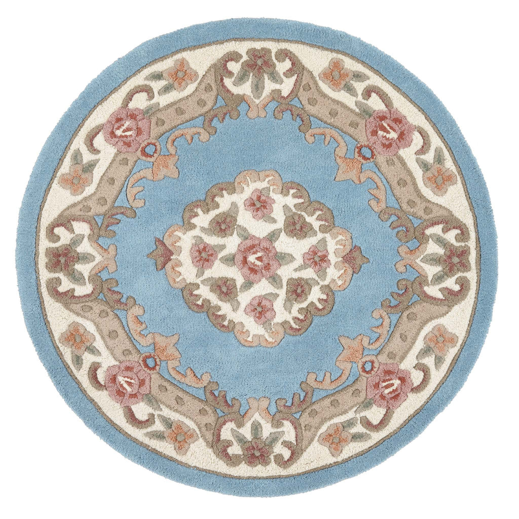 Shensi Aubusson Rug in Blue Circle