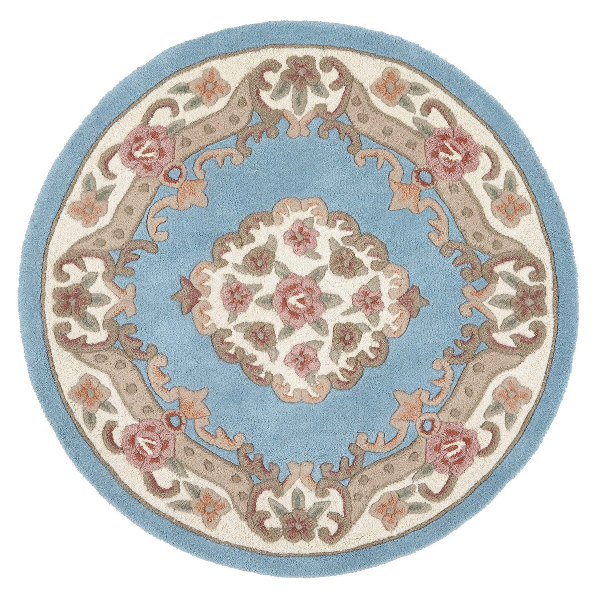 Shensi Aubusson Rug in Blue Circle