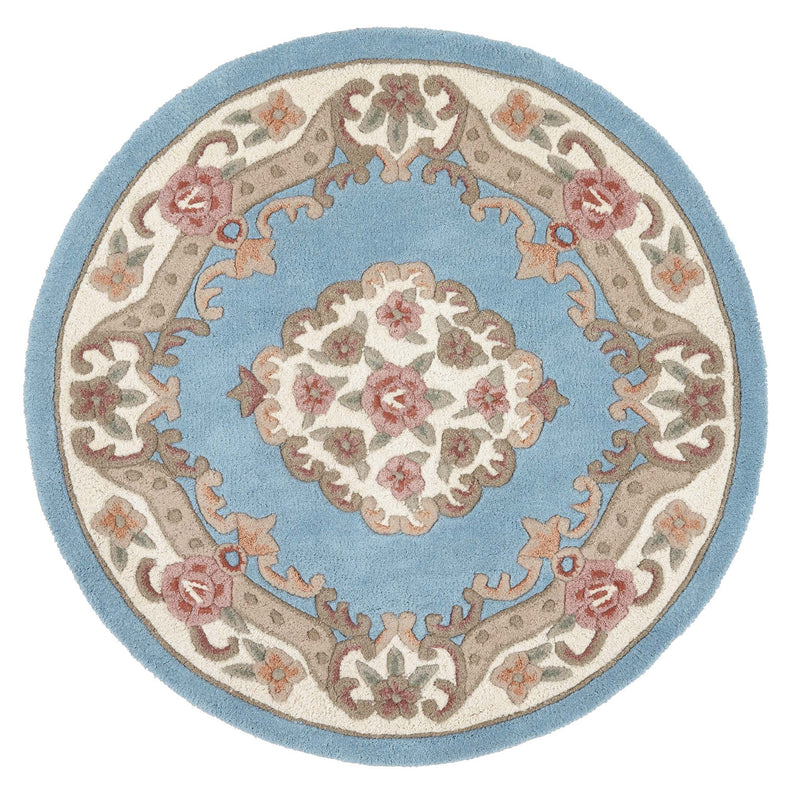 Shensi Aubusson Rug in Blue Circle