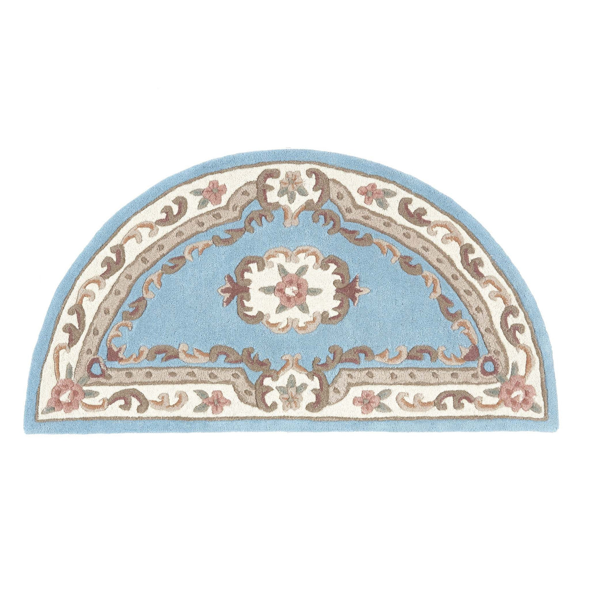 Shensi Blue Rug - a 100% wool rug featuring a traditional floral pattern.