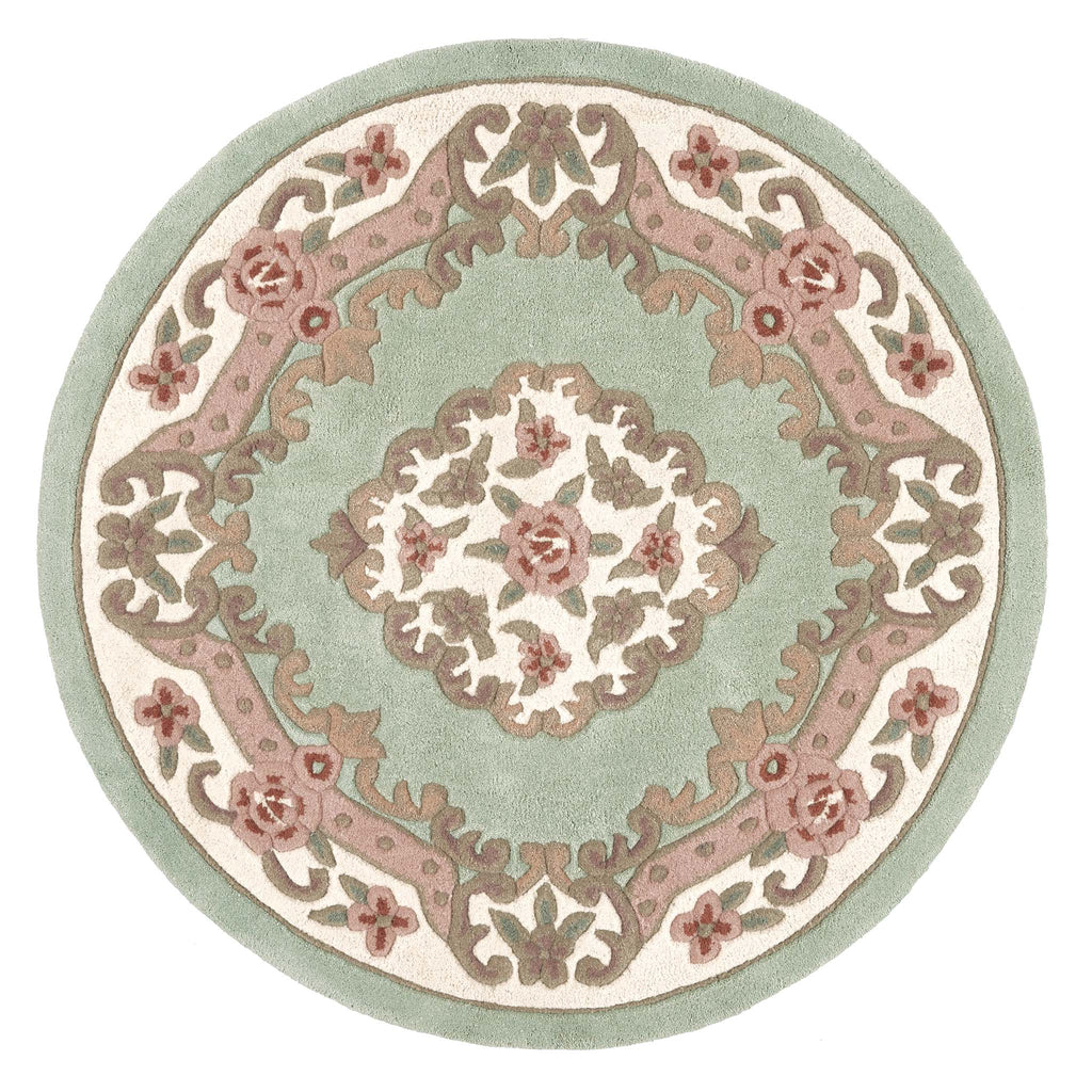 Shensi Aubusson Rug in Green Circle