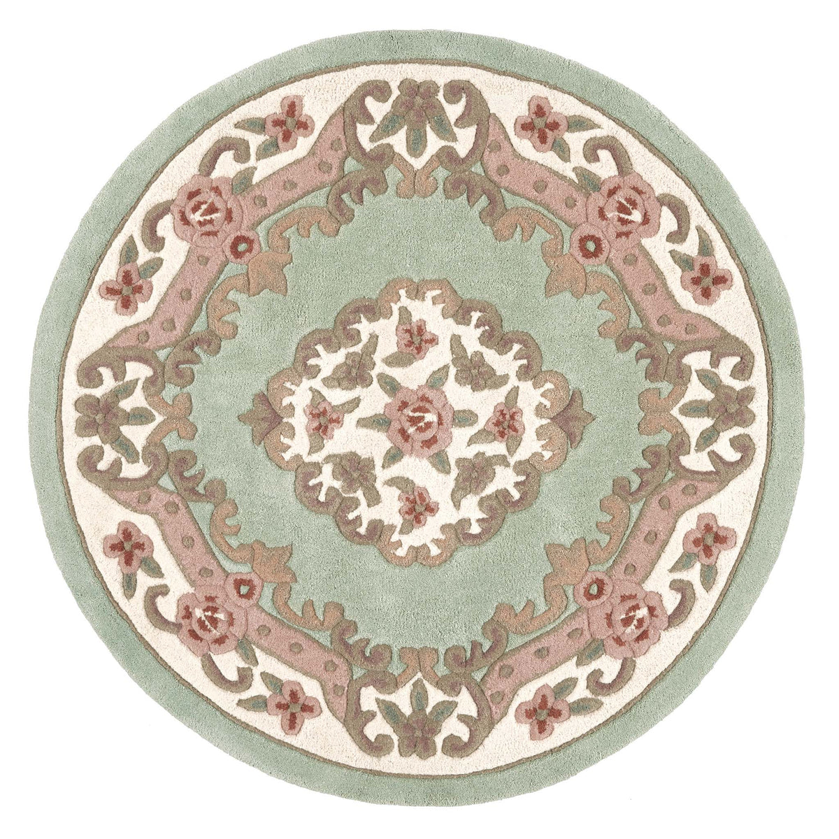 Shensi Aubusson Rug in Green Circle