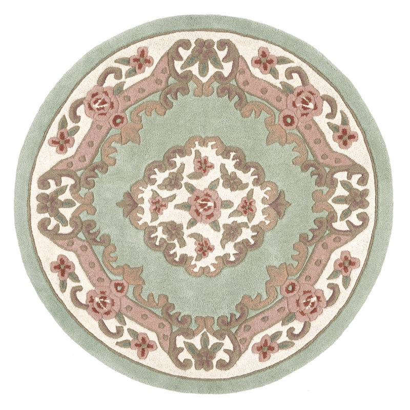 Shensi Aubusson Rug in Green Circle