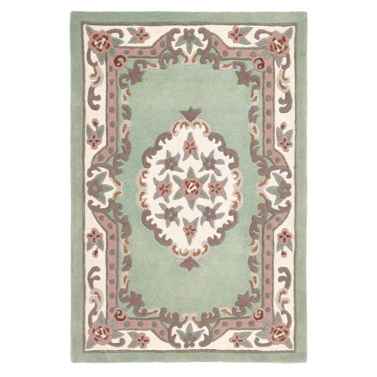 Shensi Rugs Shensi Aubusson Green Wool Rug | Traditional Rug | Hug Rug