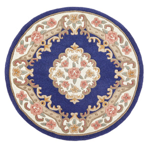 Shensi Aubusson Rug in Navy Blue Circle