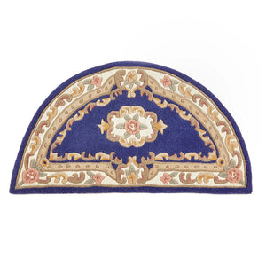 Shensi Navy Blue Wool Rug with a traditional floral pattern.