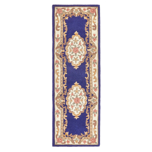 Shensi Aubusson Rug Runner in Navy Blue