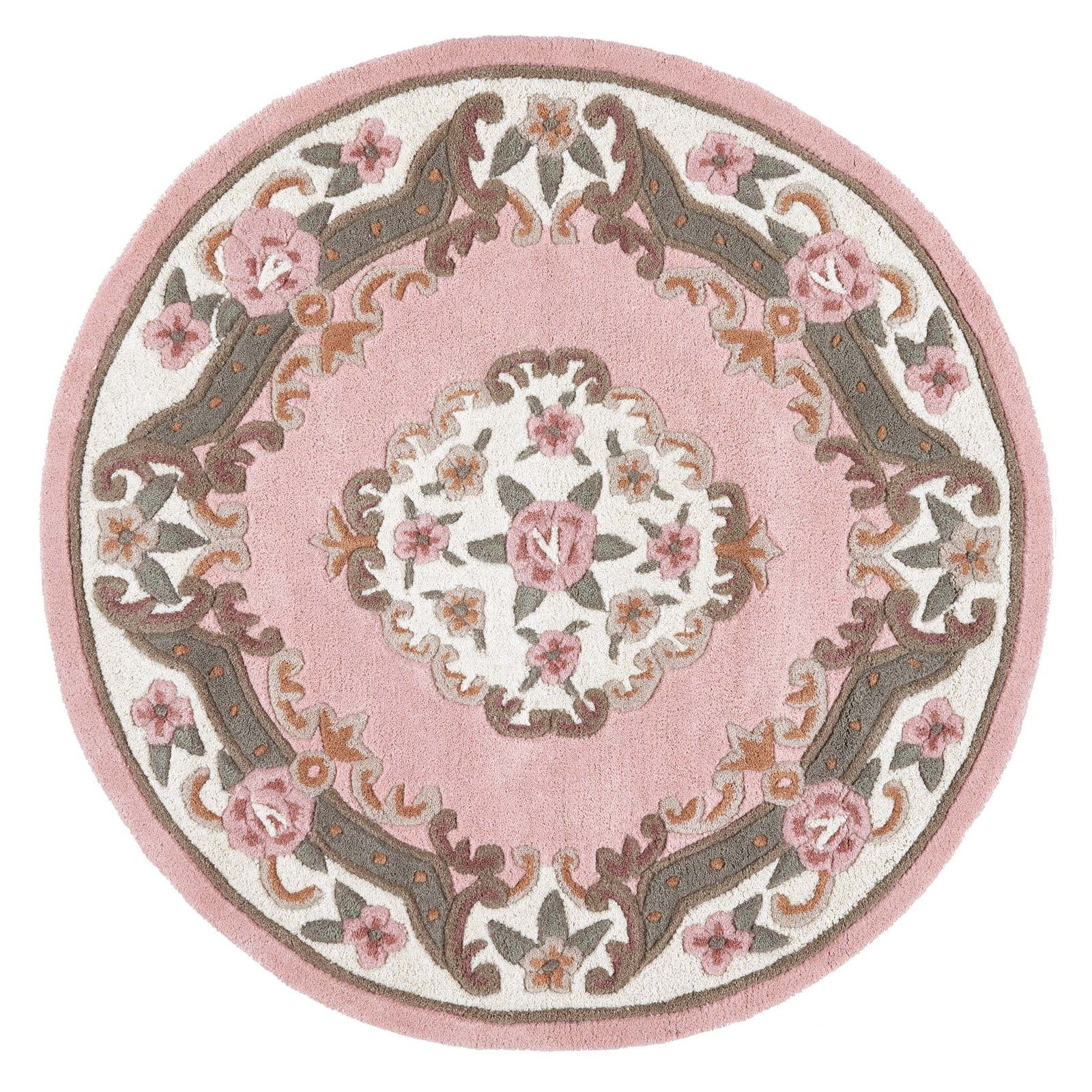Shensi Pink Wool Rug with a traditional floral pattern.