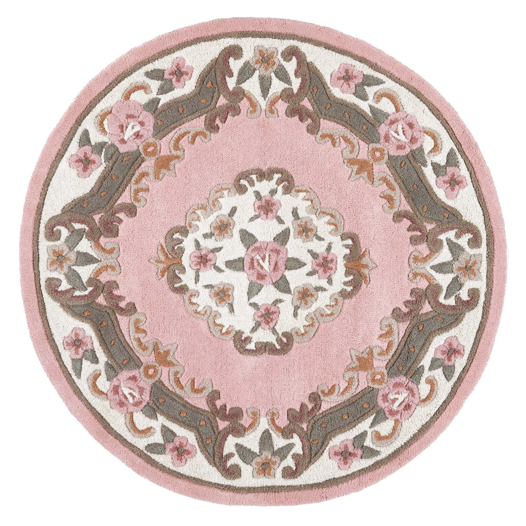 Shensi Aubusson Rug in Pink Circle