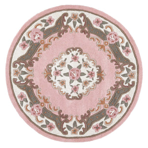 Shensi Aubusson Rug in Pink Circle