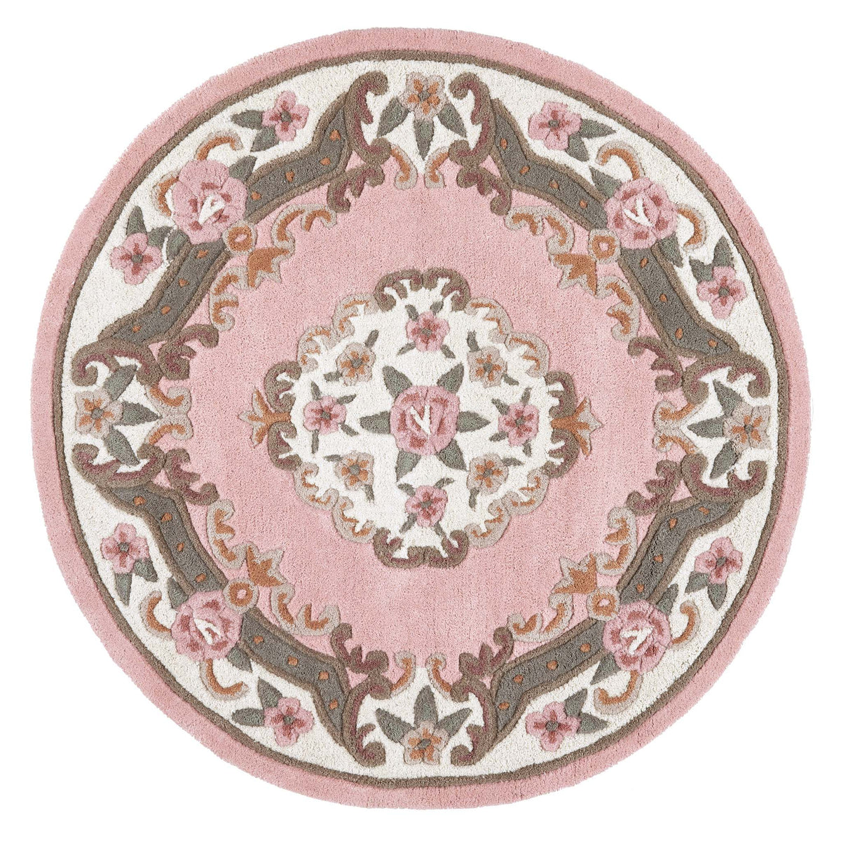 Shensi Aubusson Rug in Pink Circle