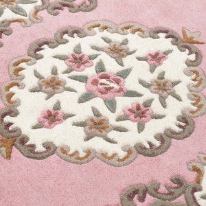Shensi Pink Wool Rug with a traditional floral pattern.