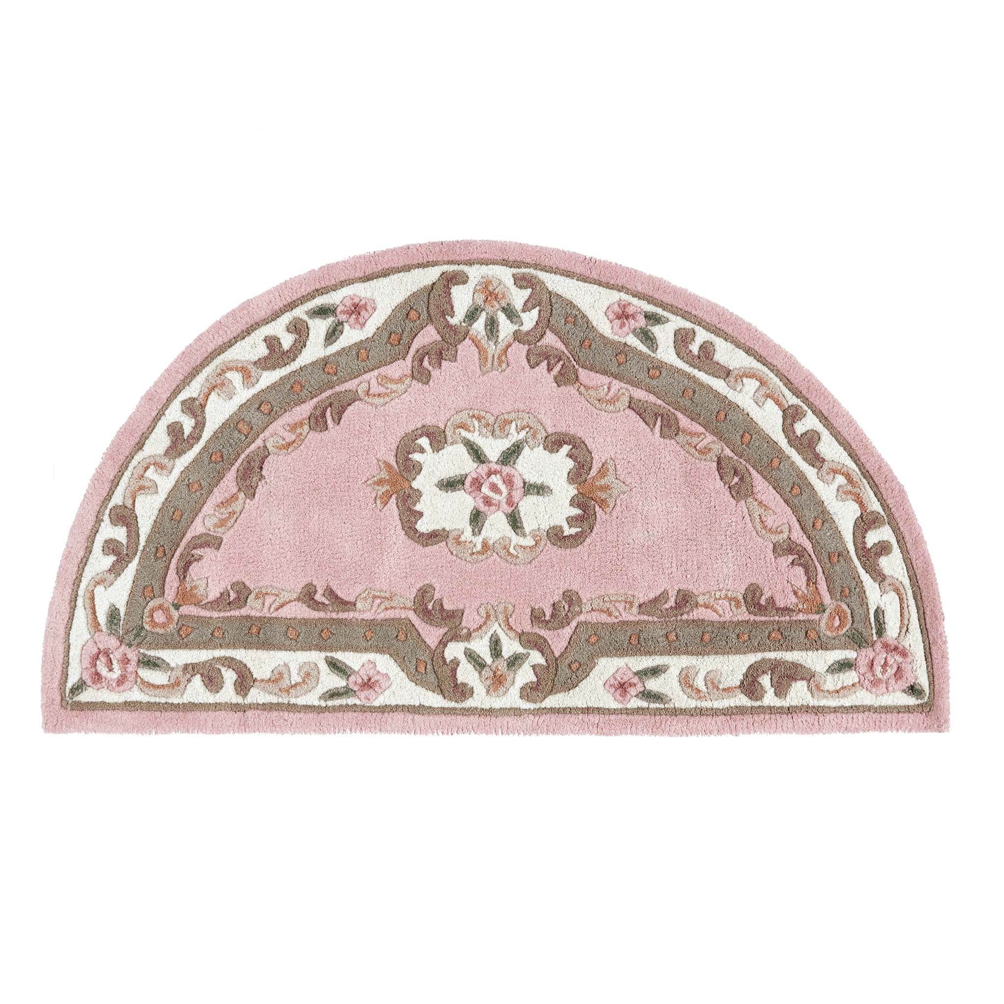 Shensi Pink Wool Rug with a traditional floral pattern.