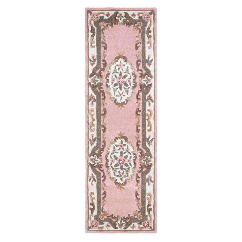 Shensi Pink Wool Runner with a traditional floral pattern.