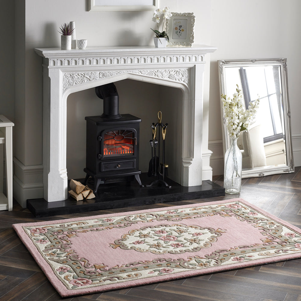 Shensi Rugs Shensi Aubusson Pink Wool Rug - Hug Rug