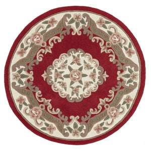 Shensi Aubusson Rug in Wine Circle