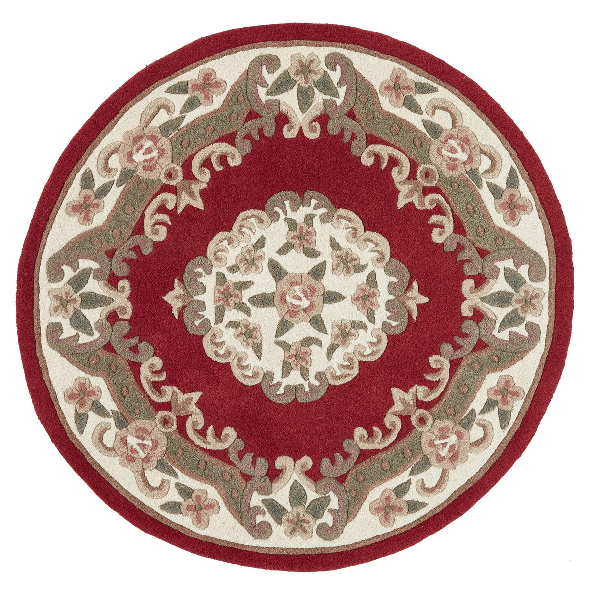 Shensi Aubusson Rug in Wine Circle