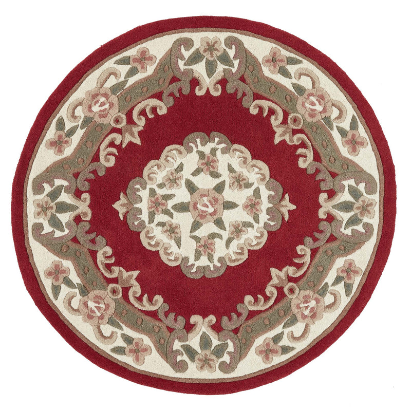 Shensi Aubusson Rug in Wine Circle