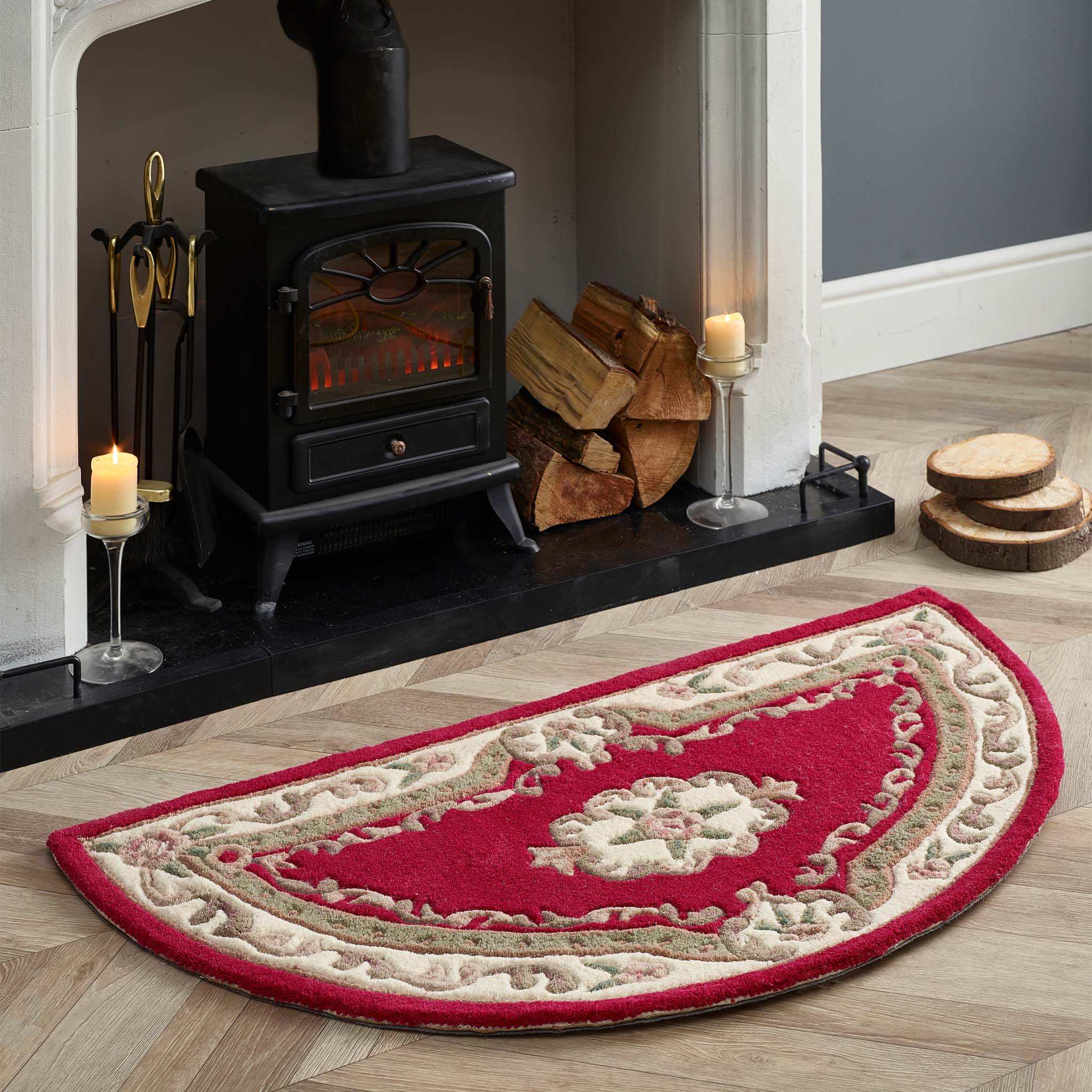 Shensi Aubusson Wine Wool Rug | Traditional Rug | Hug Rug