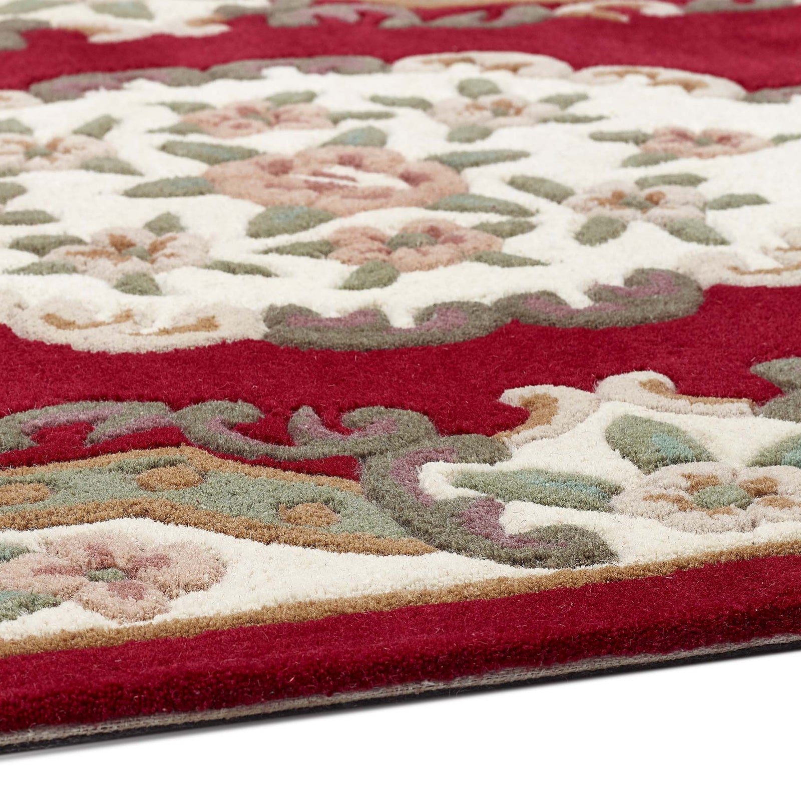 Shensi Wine Red Wool Rug with a traditional floral pattern.