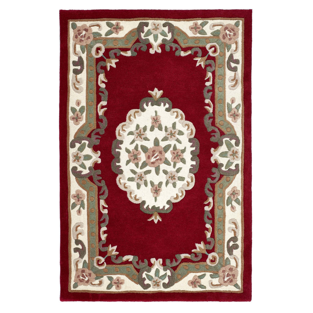 Shensi Aubusson Wine Wool Rug | Traditional Rug | Hug Rug