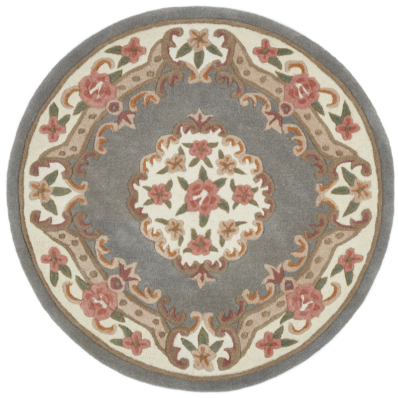 Shensi Aubusson Rug in Grey Circle