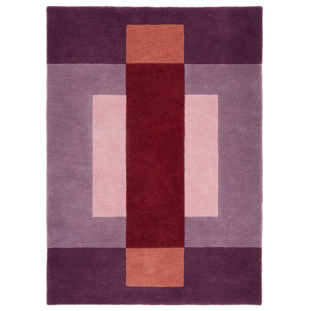 Sienna Block Rich Reds- 100% wool carved rug in a blocked design.