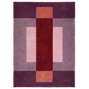 Sienna Block Rich Reds- 100% wool carved rug in a blocked design.