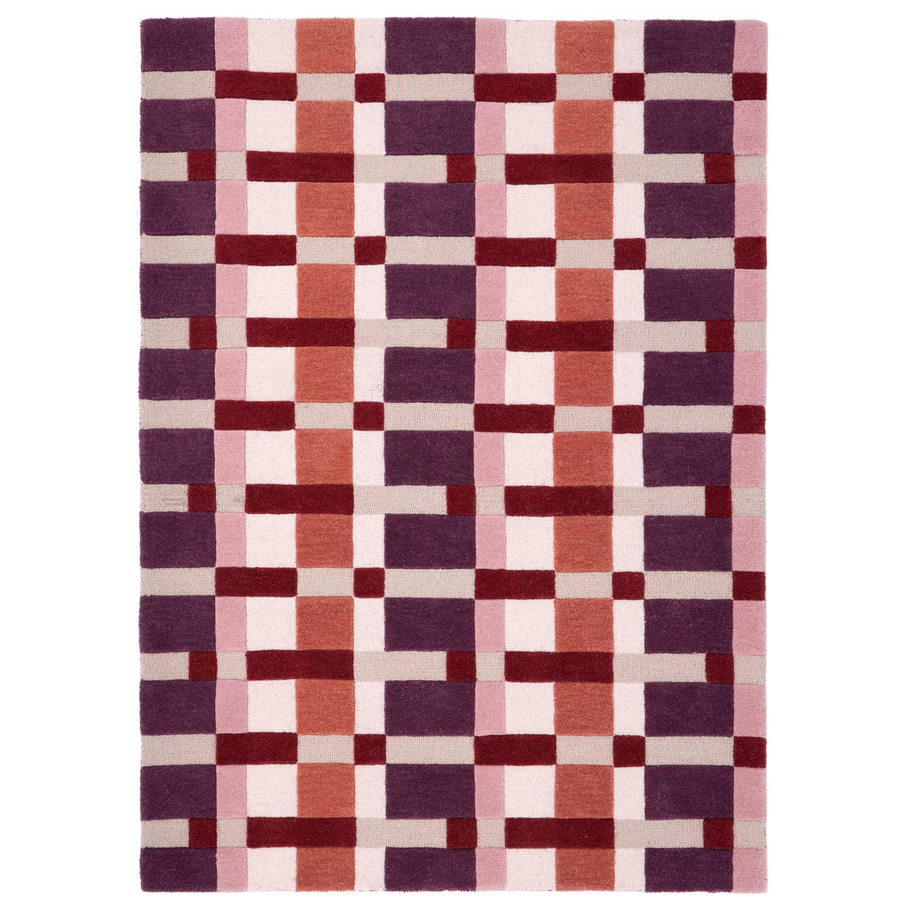 Discover the Sienna Weave Rug- 100% handwoven wool rug in pink, cream and purple. 