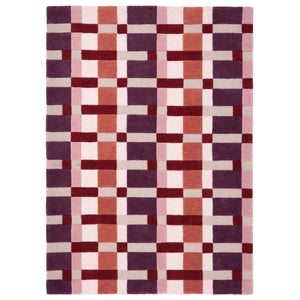Discover the Sienna Weave Rug- 100% handwoven wool rug in pink, cream and purple. 