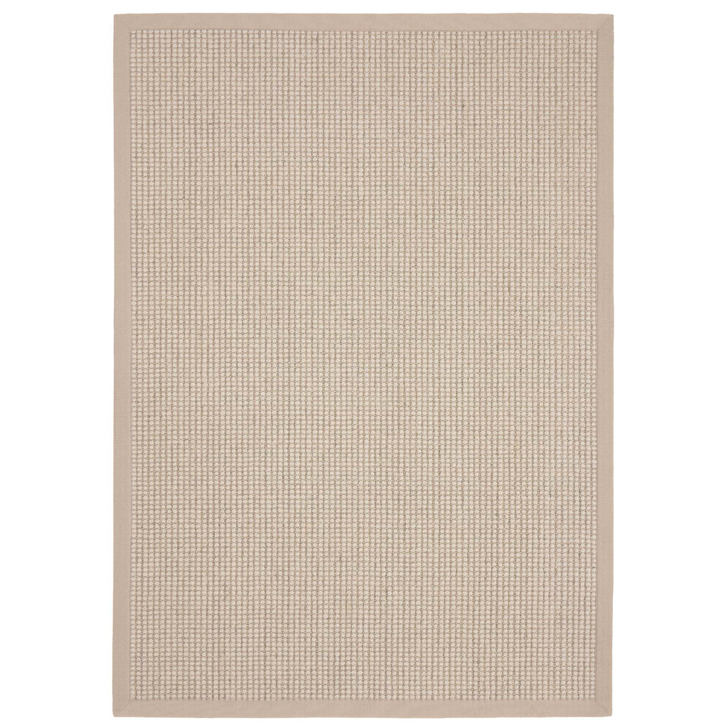 Sisal Boucle Beige Rug- a jute wool blend rug with a beige border. 