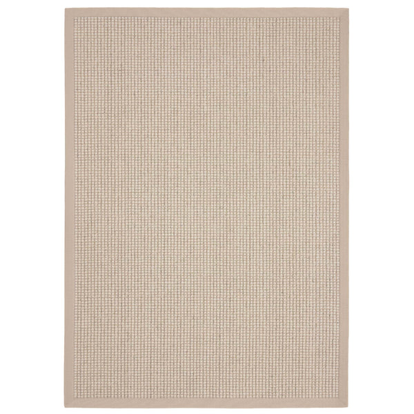 Sisal Boucle Beige Rug- a jute wool blend rug with a beige border. 