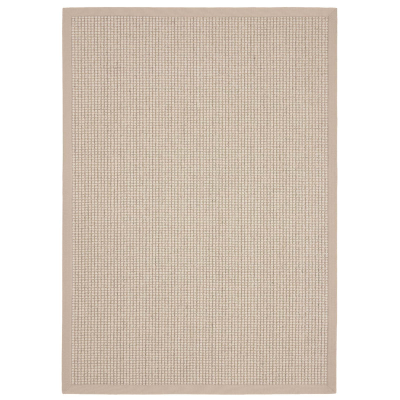 Sisal Boucle Beige Rug made from 100% wool with a beige border.