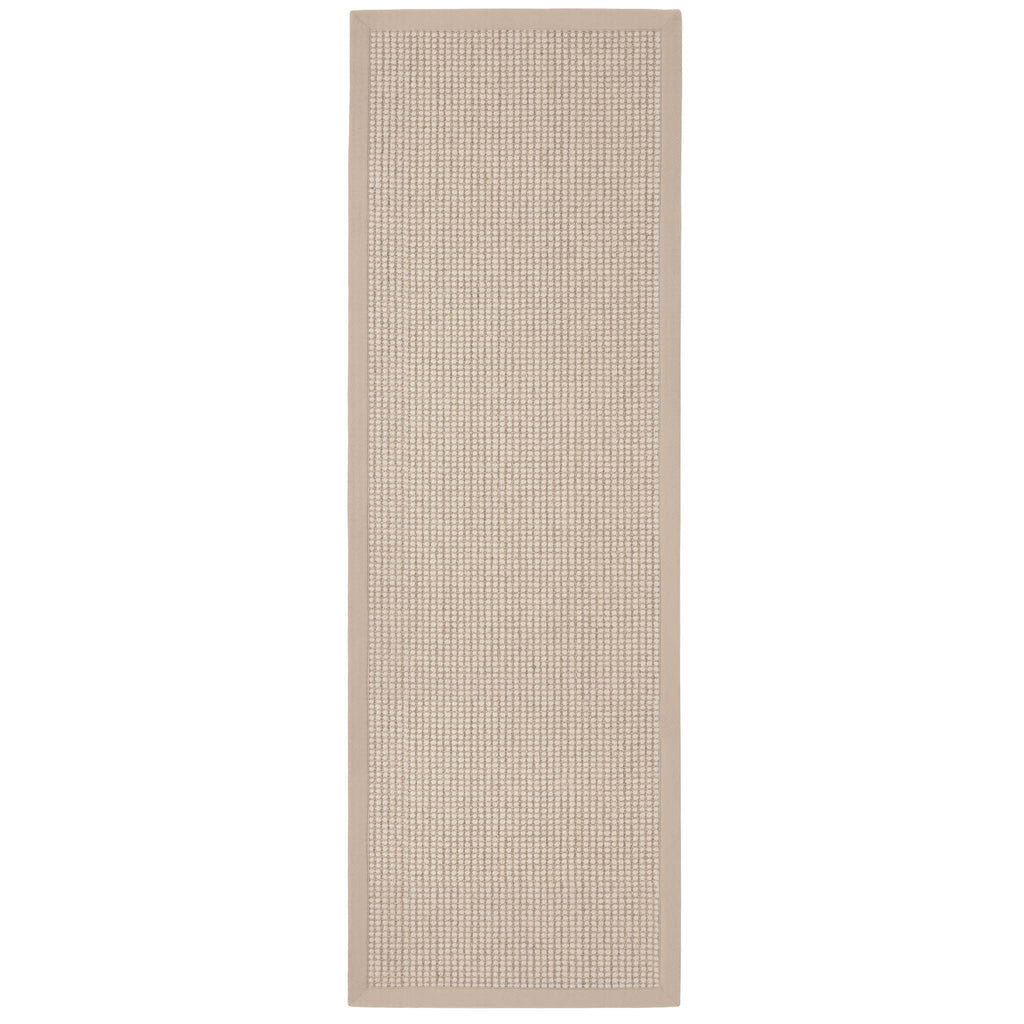 Sisal Boucle Beige Runner- a jute wool blend runner with a beige border. 