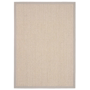 Sisal Boucle Grey Rug- a jute wool blend rug with a grey border. 