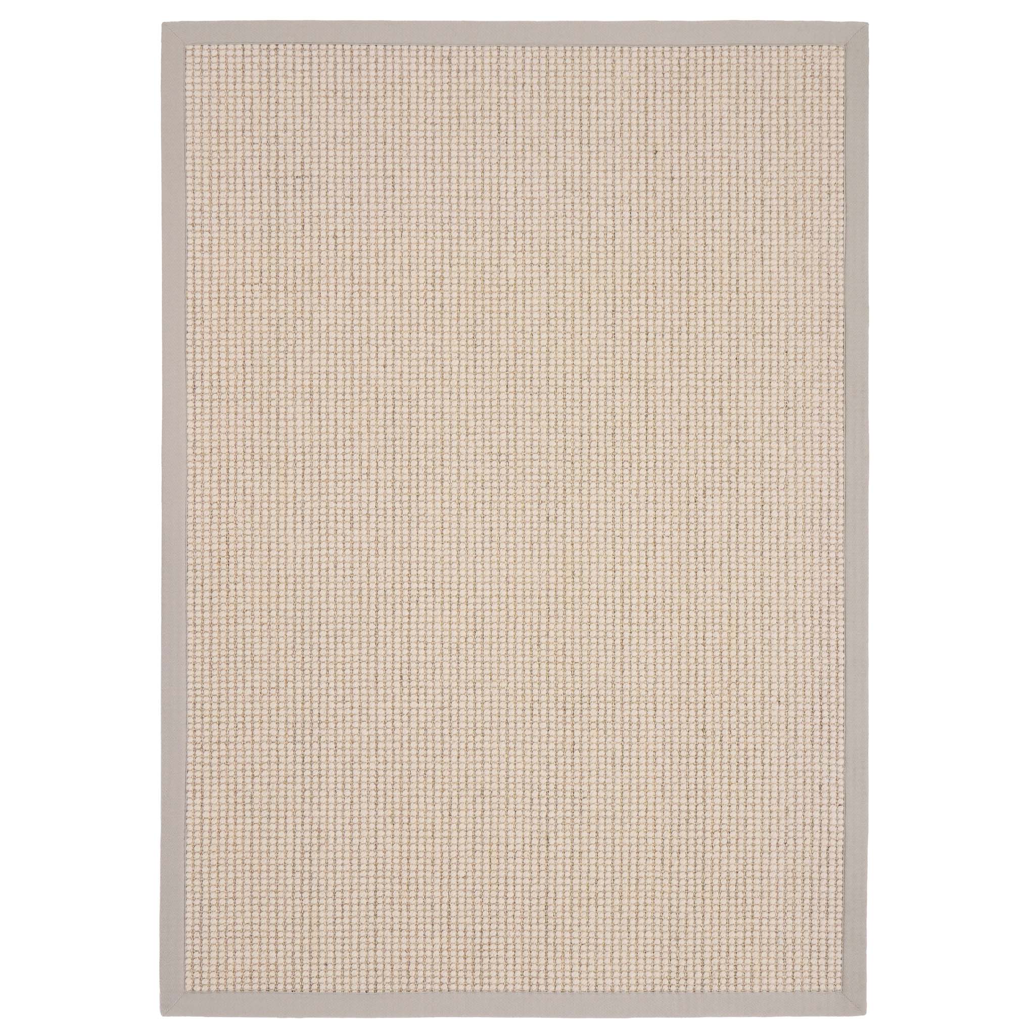 Sisal Boucle Grey Rug- a jute wool blend rug with a grey border. 