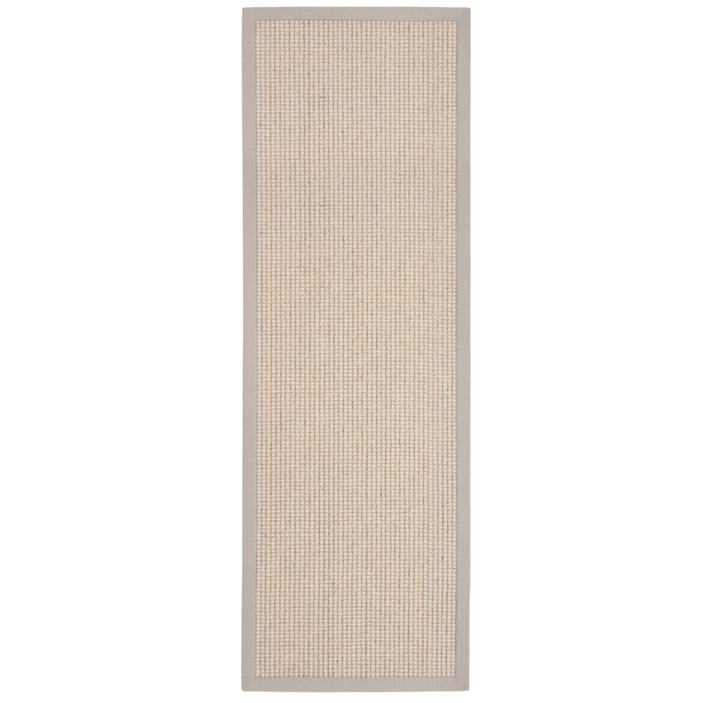 Sisal Boucle Grey Runner- a jute wool blend runner with a grey border. 