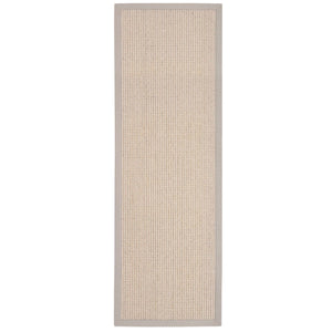 Sisal Boucle Grey Runner- a jute wool blend runner with a grey border. 