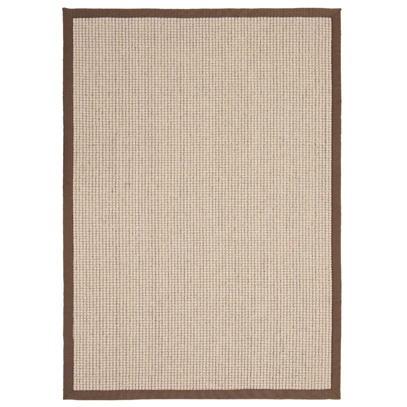 Sisal Boucle Mocha Rug made from 100% wool with a solid brown border. 